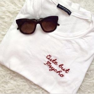 Brandy Melville embroidered white tee